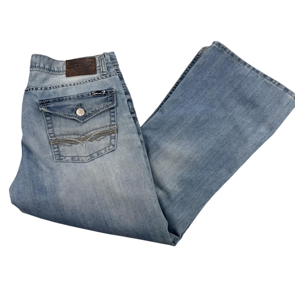 Seven7 Boot Jeans Mens 36 Blue Light Wash Regular Bootcut‎ Denim Casual 37x29